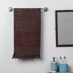 Brown - Block Print Cotton Ajrakh Handloom Towel
