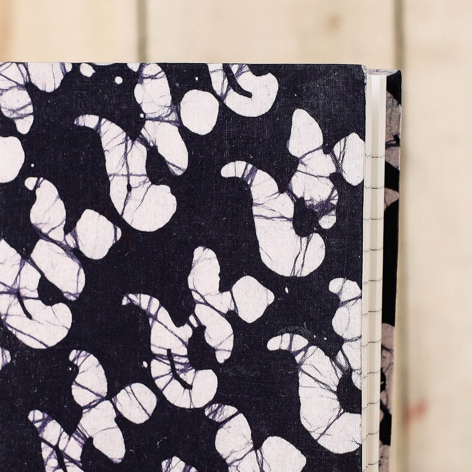 Blue - Batik Fabric Cover Handmade Paper Notebook (7 x 5 in)
