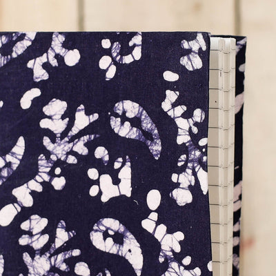 Blue - Batik Fabric Cover Handmade Paper Notebook (7 x 5 in)