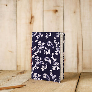 Blue - Batik Fabric Cover Handmade Paper Notebook (7 x 5 in)