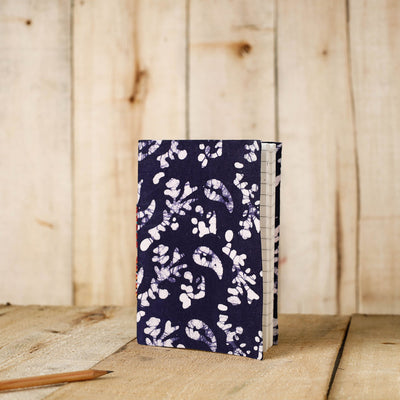 Blue - Batik Fabric Cover Handmade Paper Notebook (7 x 5 in)
