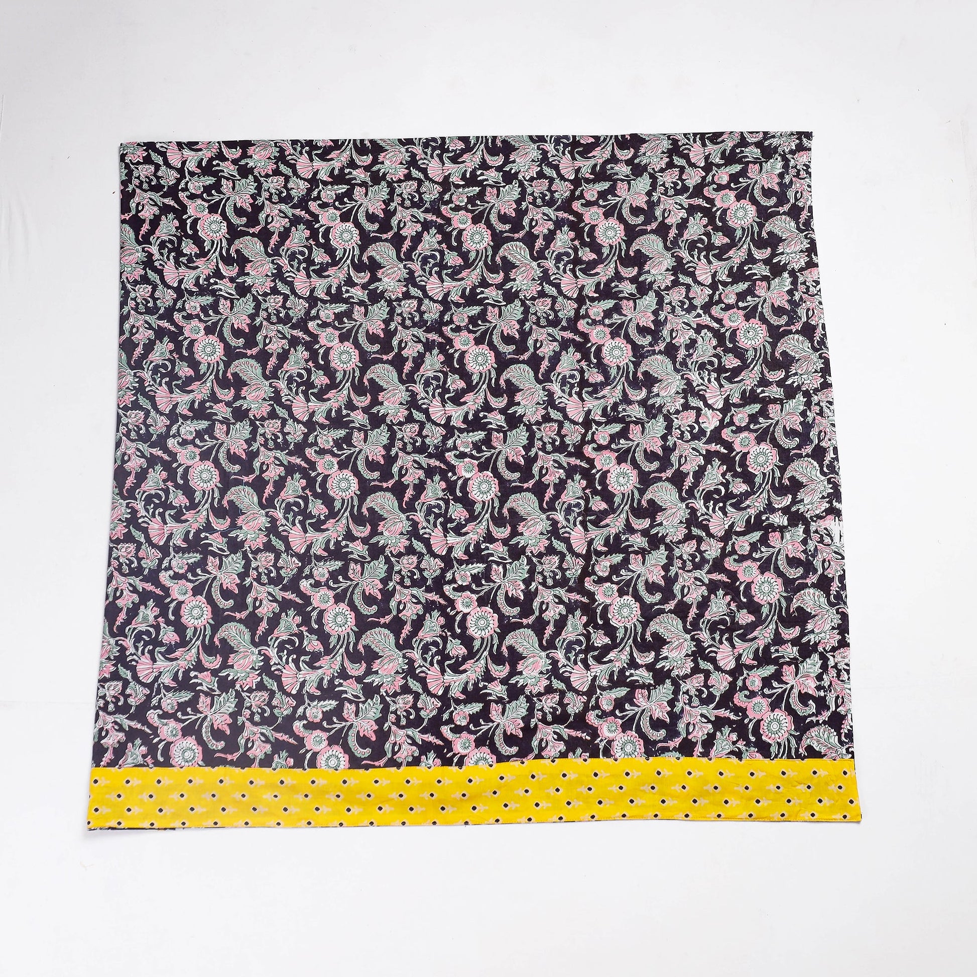 Black - Rangoli Sanganeri Block Printing Cotton Blouse Piece