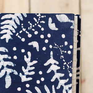 Blue - Batik Fabric Cover Handmade Paper Notebook (7 x 5 in)