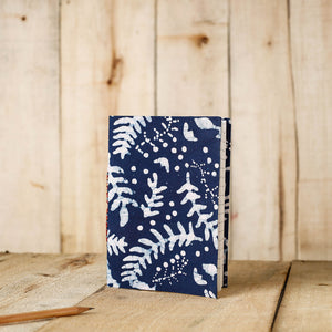 Blue - Batik Fabric Cover Handmade Paper Notebook (7 x 5 in)