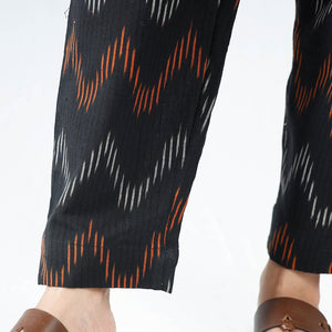 Black - Pochampally Ikat Cotton Tapered Pant for Women