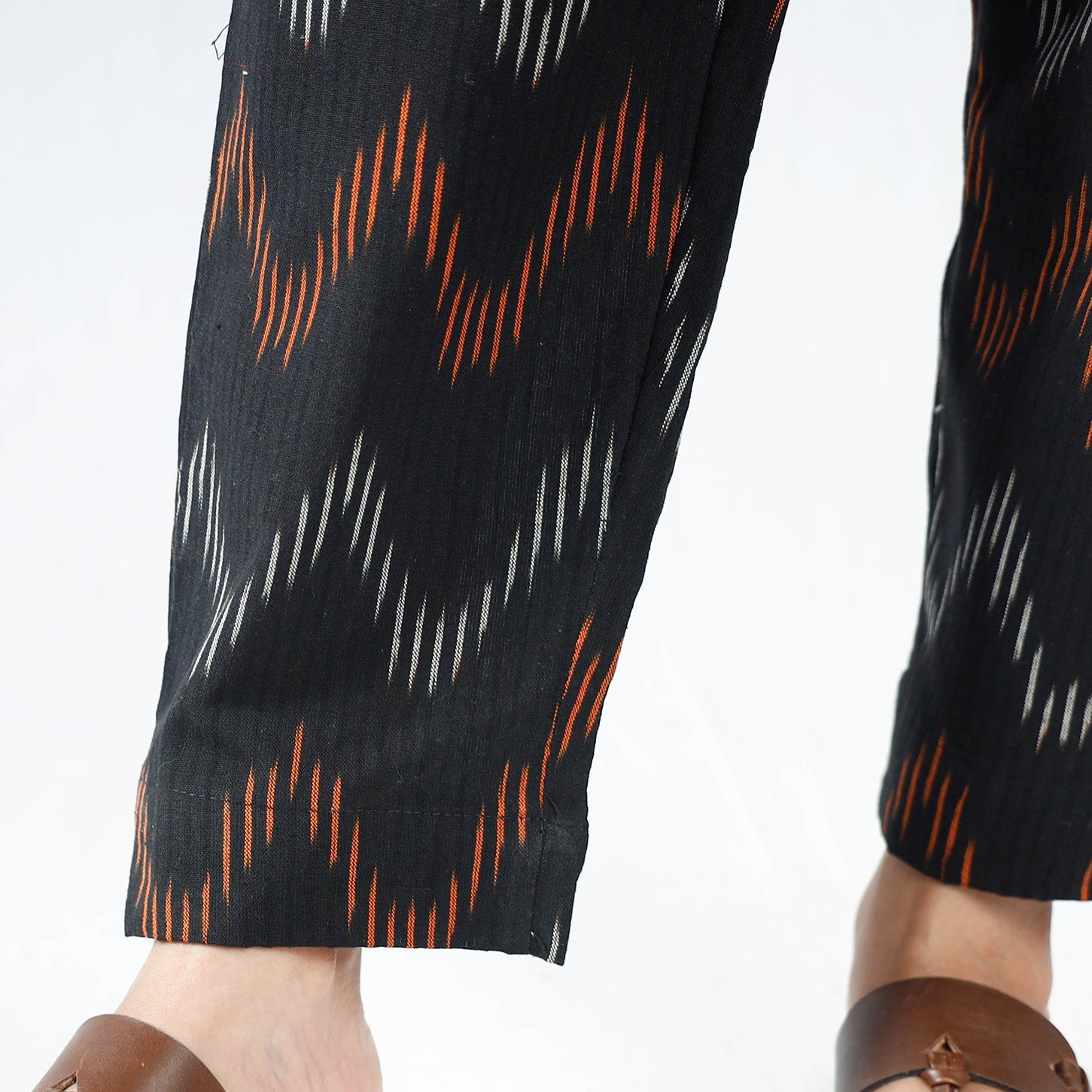 Black - Pochampally Ikat Cotton Tapered Pant for Women
