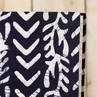 Blue - Batik Fabric Cover Handmade Paper Notebook (7 x 5 in)