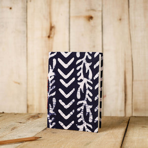 Blue - Batik Fabric Cover Handmade Paper Notebook (7 x 5 in)
