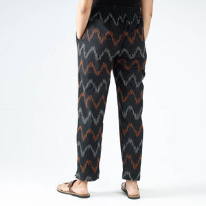 Black - Pochampally Ikat Cotton Tapered Pant for Women