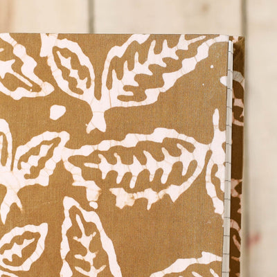 Brown - Batik Fabric Cover Handmade Paper Notebook (7 x 5 in)