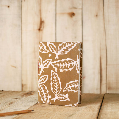 Brown - Batik Fabric Cover Handmade Paper Notebook (7 x 5 in)