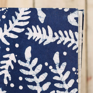 Blue - Batik Fabric Cover Handmade Paper Notebook (7 x 5 in)