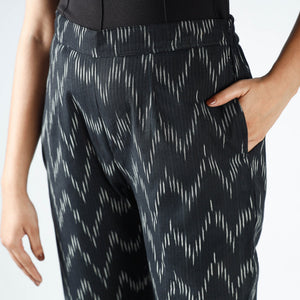 Black - Pochampally Ikat Cotton Tapered Pant for Women