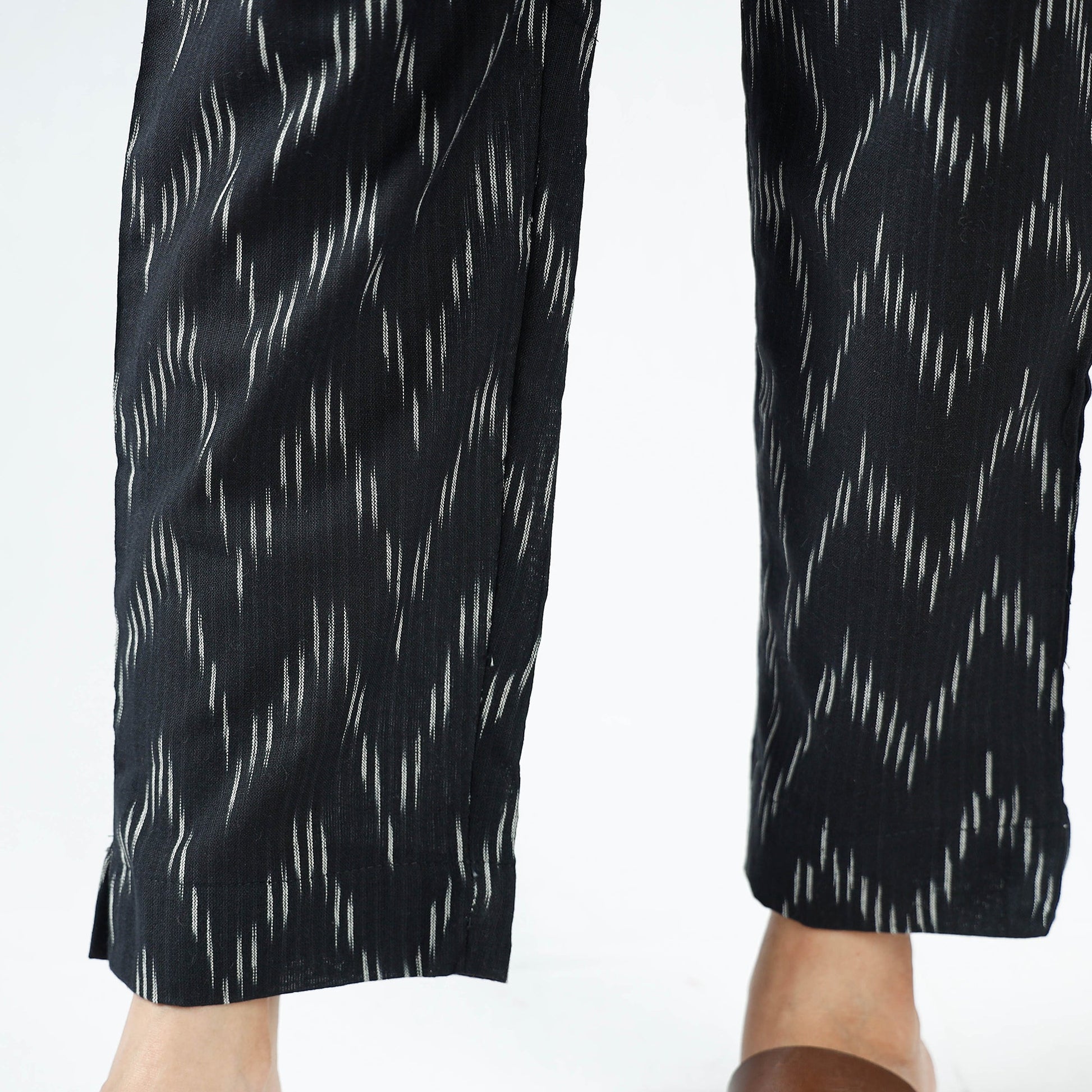 Black - Pochampally Ikat Cotton Tapered Pant for Women