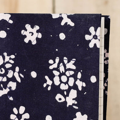 Blue - Batik Fabric Cover Handmade Paper Notebook (7 x 5 in)