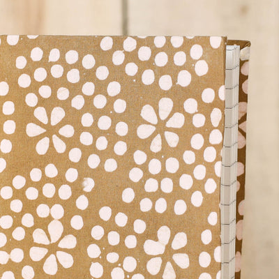 Brown - Batik Fabric Cover Handmade Paper Notebook (7 x 5 in)