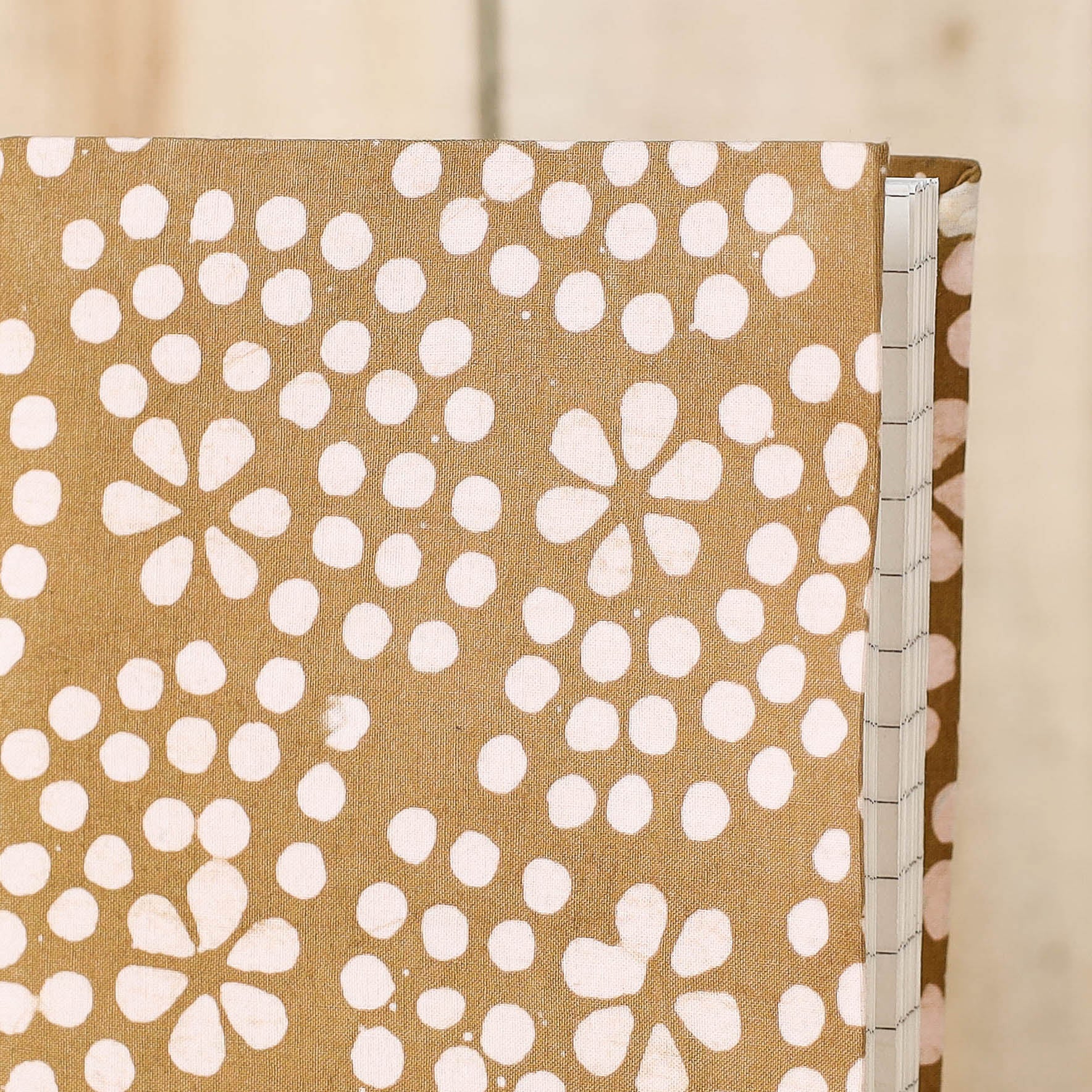 Brown - Batik Fabric Cover Handmade Paper Notebook (7 x 5 in)
