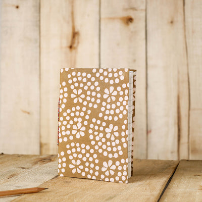 Brown - Batik Fabric Cover Handmade Paper Notebook (7 x 5 in)