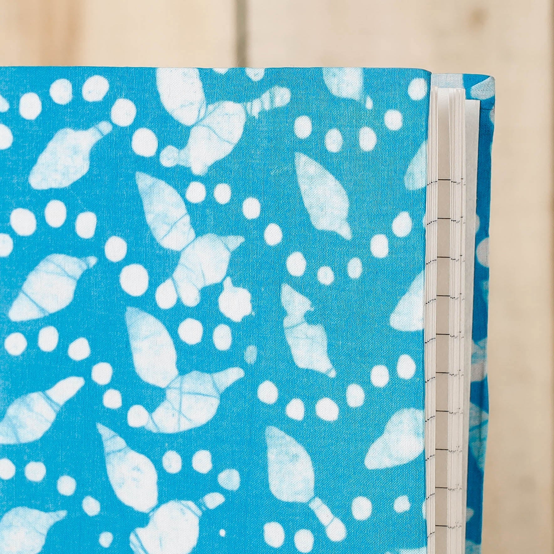Blue - Batik Fabric Cover Handmade Paper Notebook (7 x 5 in)