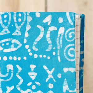 Blue - Batik Fabric Cover Handmade Paper Notebook (7 x 5 in)