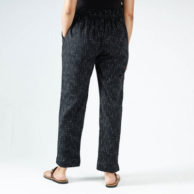 Black - Pochampally Ikat Cotton Tapered Pant for Women