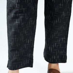 Black - Pochampally Ikat Cotton Tapered Pant for Women