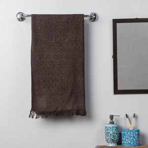 Brown - Block Print Cotton Ajrakh Handloom Towel