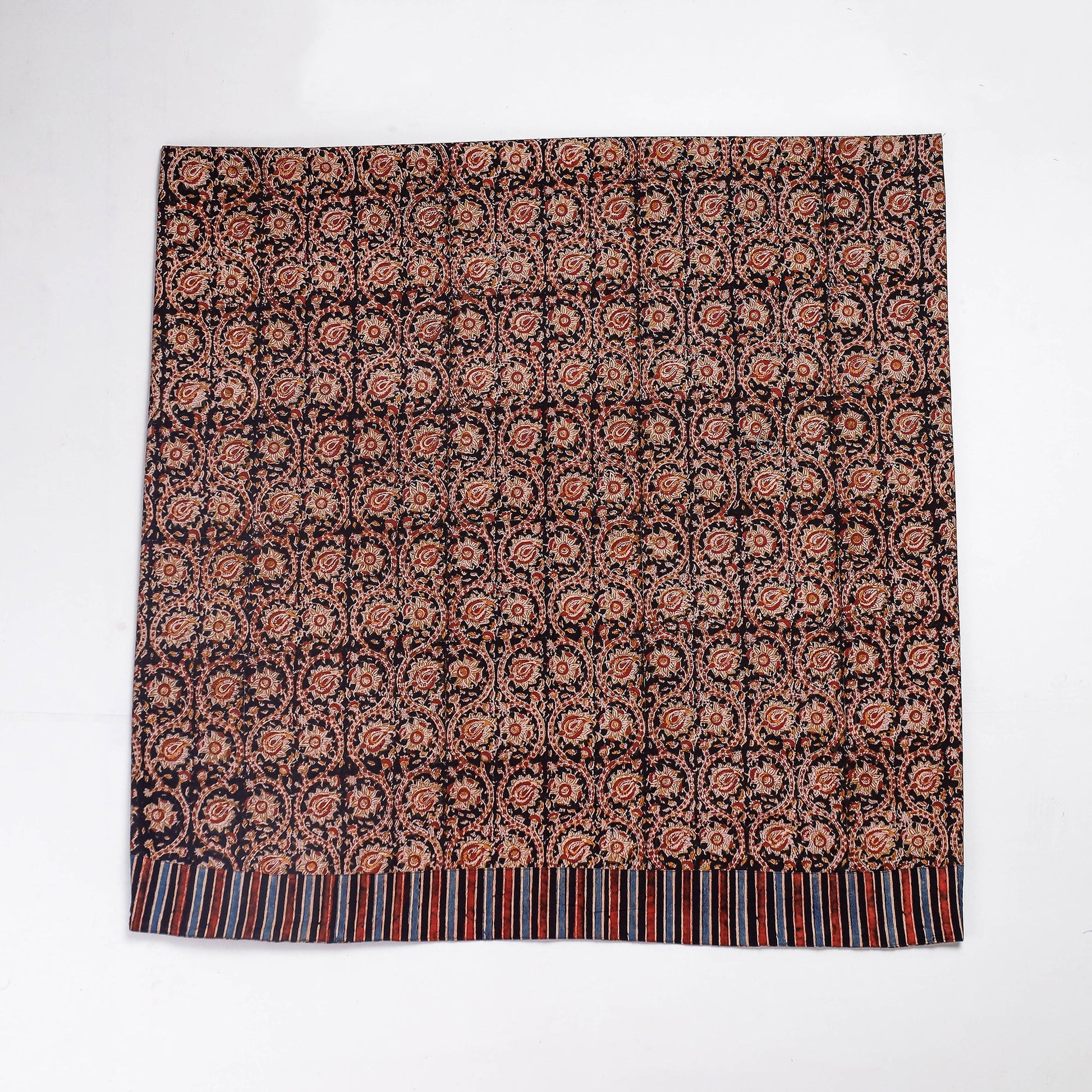 Black - Rangoli Kalamkari Block Printed Cotton Blouse Piece