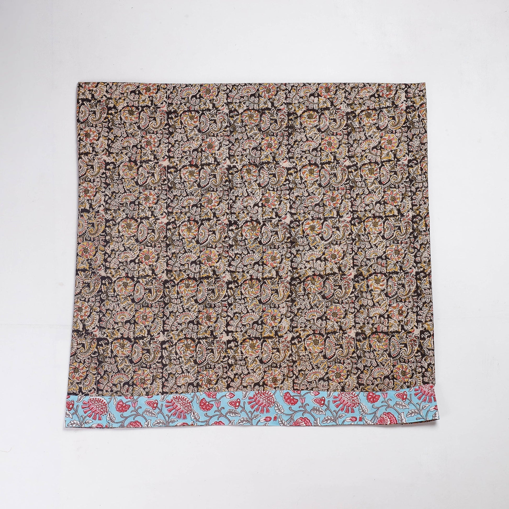 Black - Rangoli Kalamkari Block Printed Cotton Blouse Piece