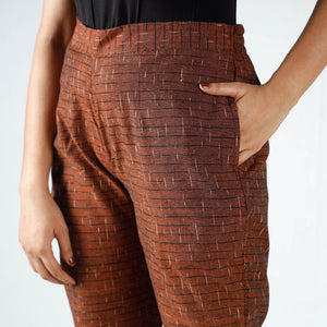 Brown - Pochampally Ikat Cotton Tapered Pant for Women