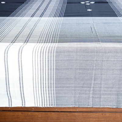 Black - Kutch Weave Pure Handloom Cotton Double Bed Cover (108 x 92)