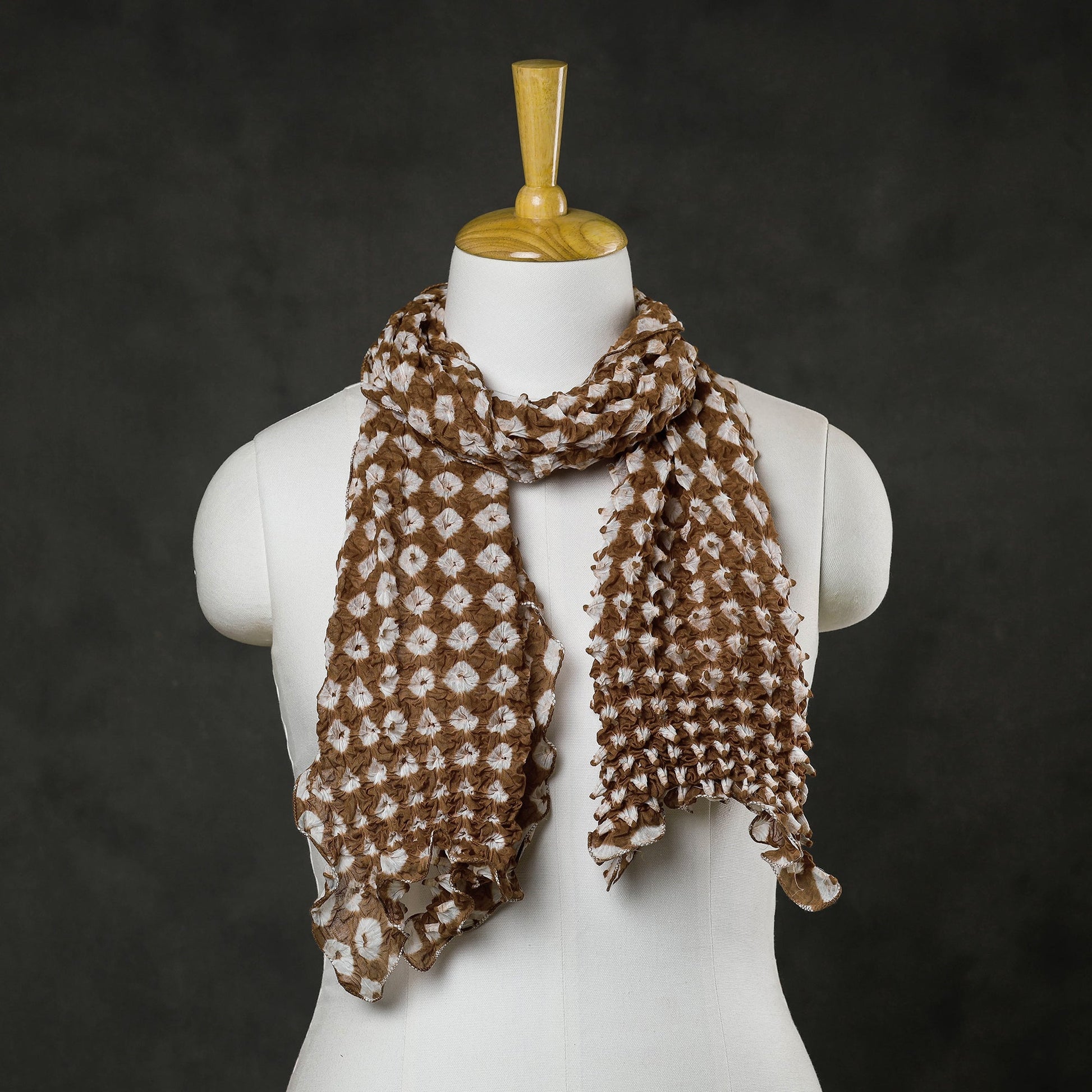 Brown - Kutch Bandhani Tie-Dye Cotton Stole