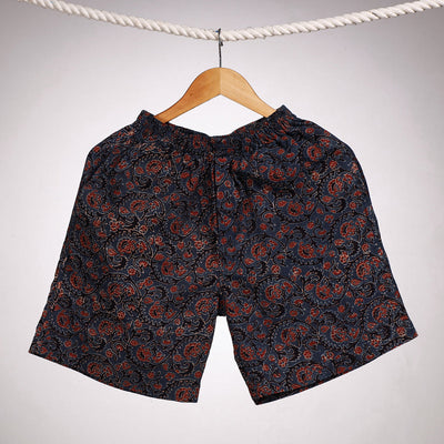 Blue - Ajrakh Block Printing Cotton Unisex Boxer/Shorts