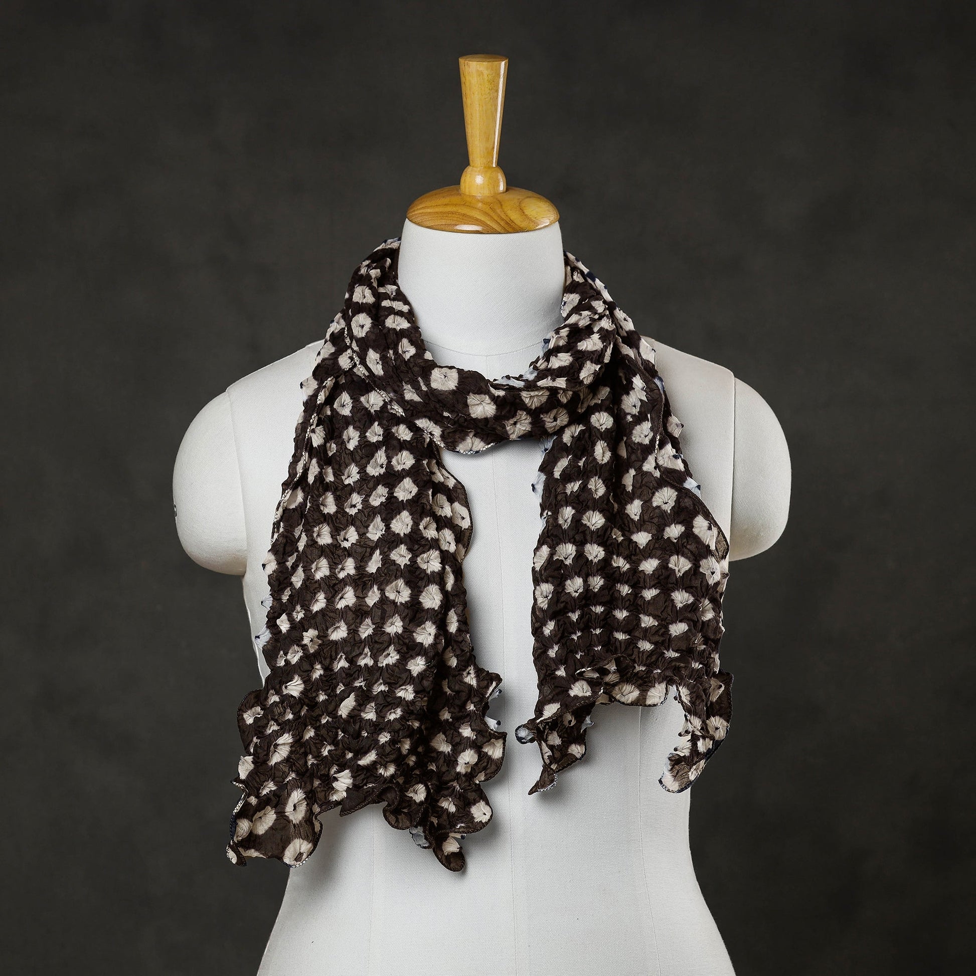 Black - Kutch Bandhani Tie-Dye Cotton Stole