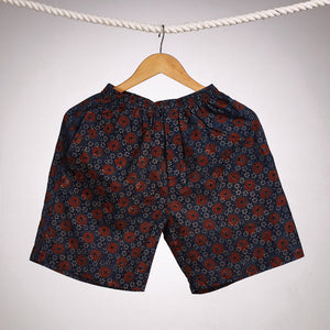 Blue - Ajrakh Block Printing Cotton Unisex Boxer/Shorts