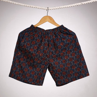 Blue - Ajrakh Block Printing Cotton Unisex Boxer/Shorts