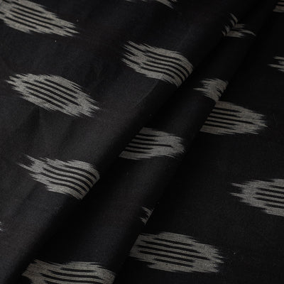 Black - Cotton Pochampally Ikat Fabric