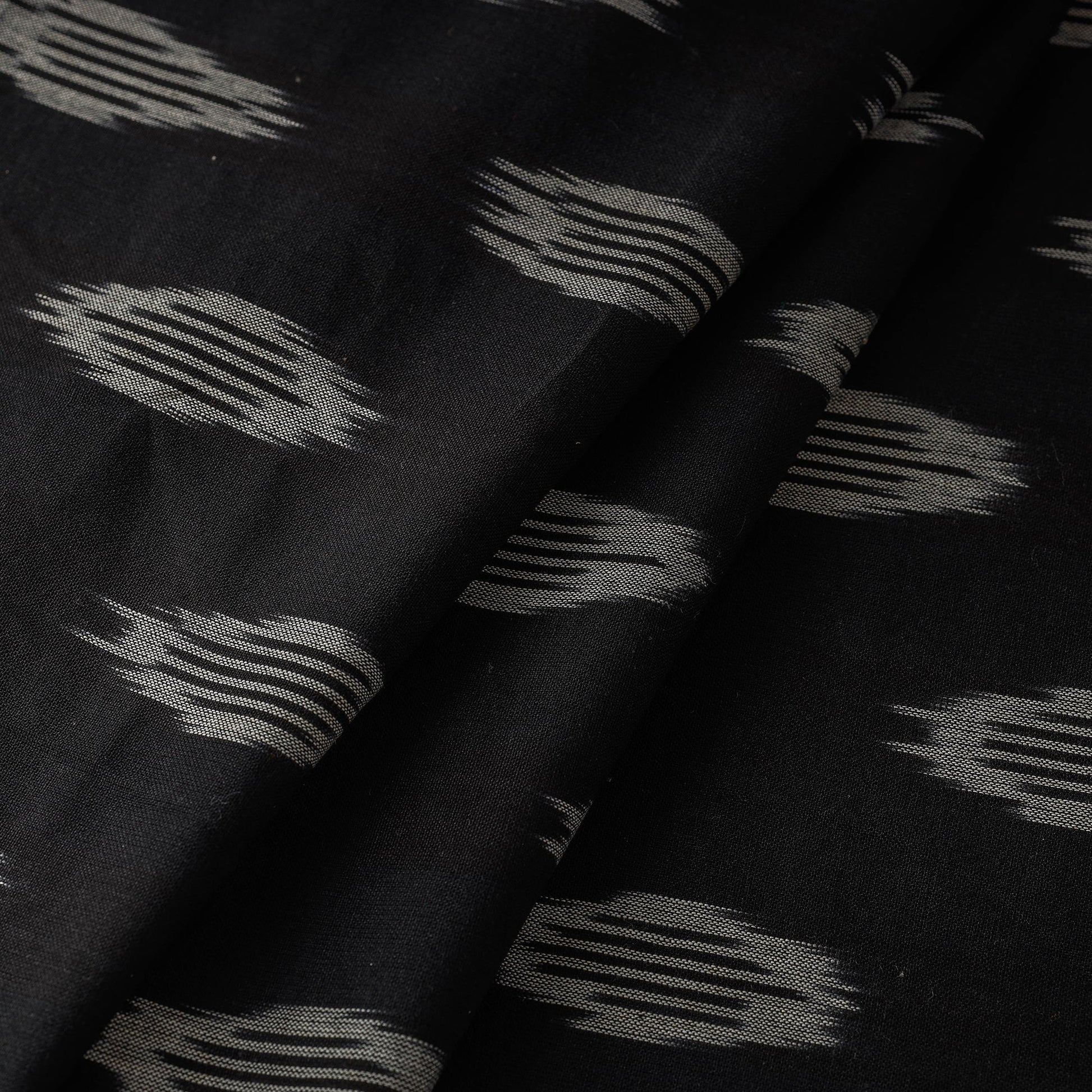 Black - Cotton Pochampally Ikat Fabric