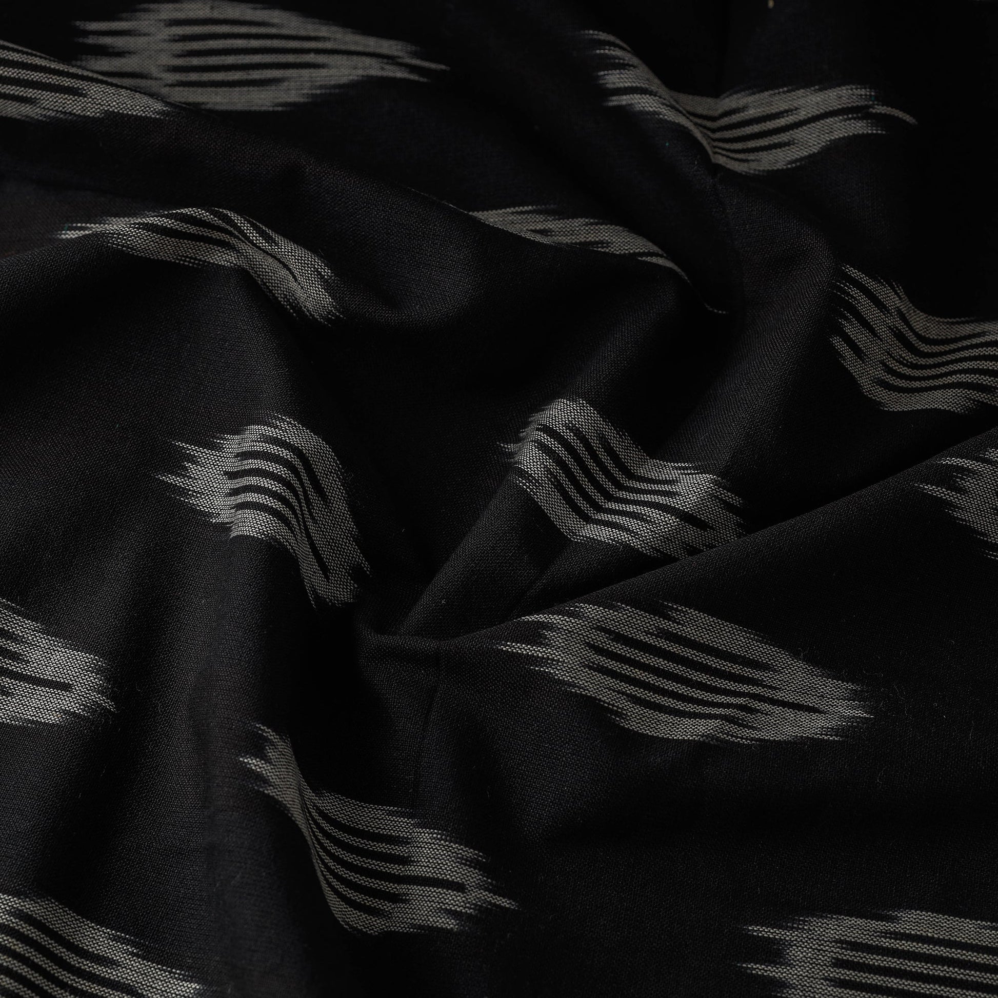 Black - Cotton Pochampally Ikat Fabric