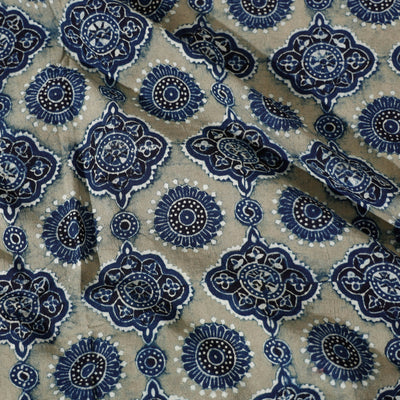 Blue - Ajrakh Block Printed Cotton Single Bed Cover (90 x 60 in)