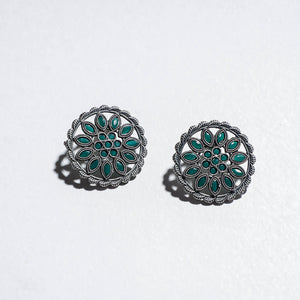 Antique Finish Oxidised German Silver Stud Earrings