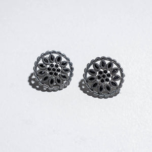 Antique Finish Oxidised German Silver Stud Earrings