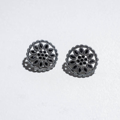 Antique Finish Oxidised German Silver Stud Earrings