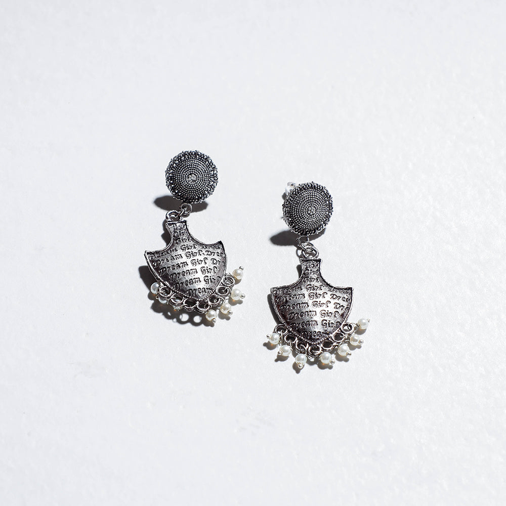 Antique Finish Oxidised German Silver Earrings