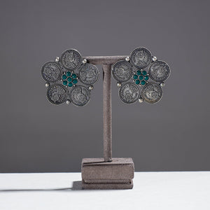 Antique Finish Oxidised German Silver Stud Earrings