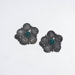 Antique Finish Oxidised German Silver Stud Earrings