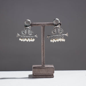 Antique Finish Oxidised German Silver Stud Earrings