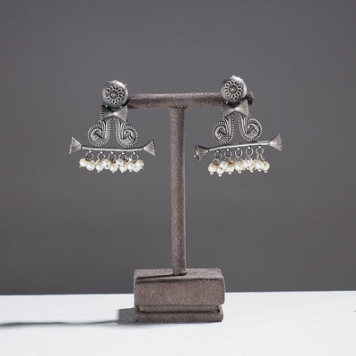 Antique Finish Oxidised German Silver Stud Earrings