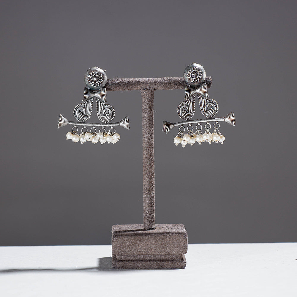 Antique Finish Oxidised German Silver Stud Earrings