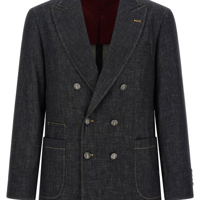 Brunello Cucinelli Double-breasted Denim Blazer